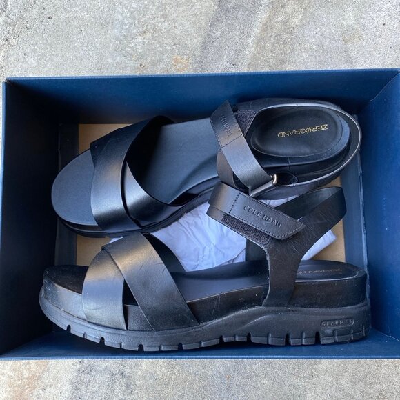 Cole Hahn zero grand sandal platform black US10 NWB - Picture 1 of 4